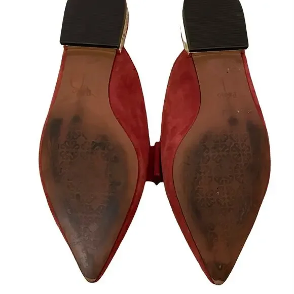 Linea Paolo Anya Bow Mule Flat - Red Suede - Women's Size 9.5 - Picture 3 of 4